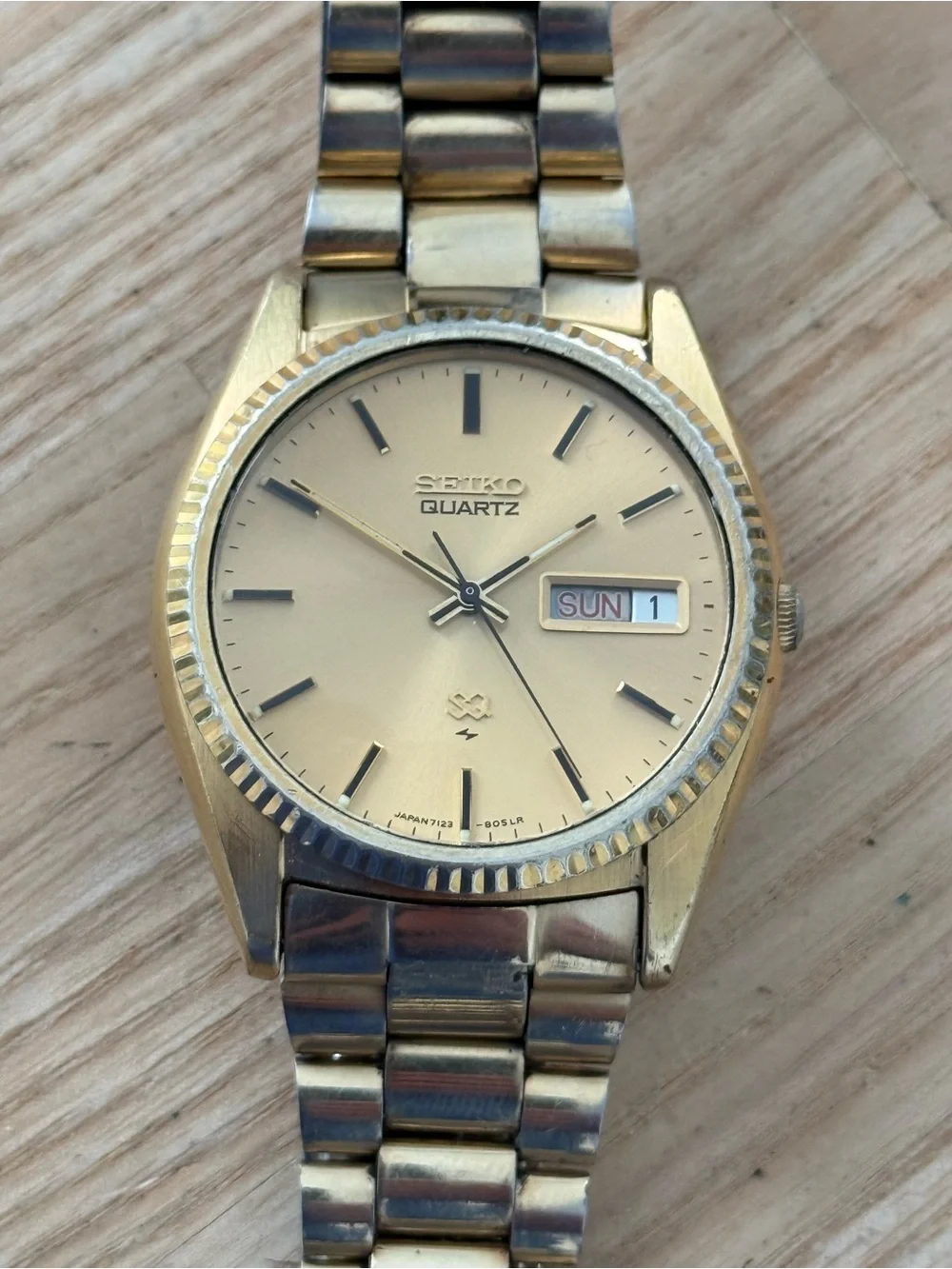Seiko SQ Presidential Vintage Men’s Watch Gold Plated Bracelet Case Gold Dial
